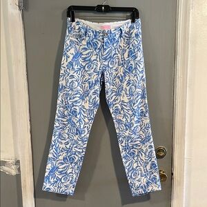 Lilly Pulitzer Blue Lobster Print Cropped Pants‎ Size 4